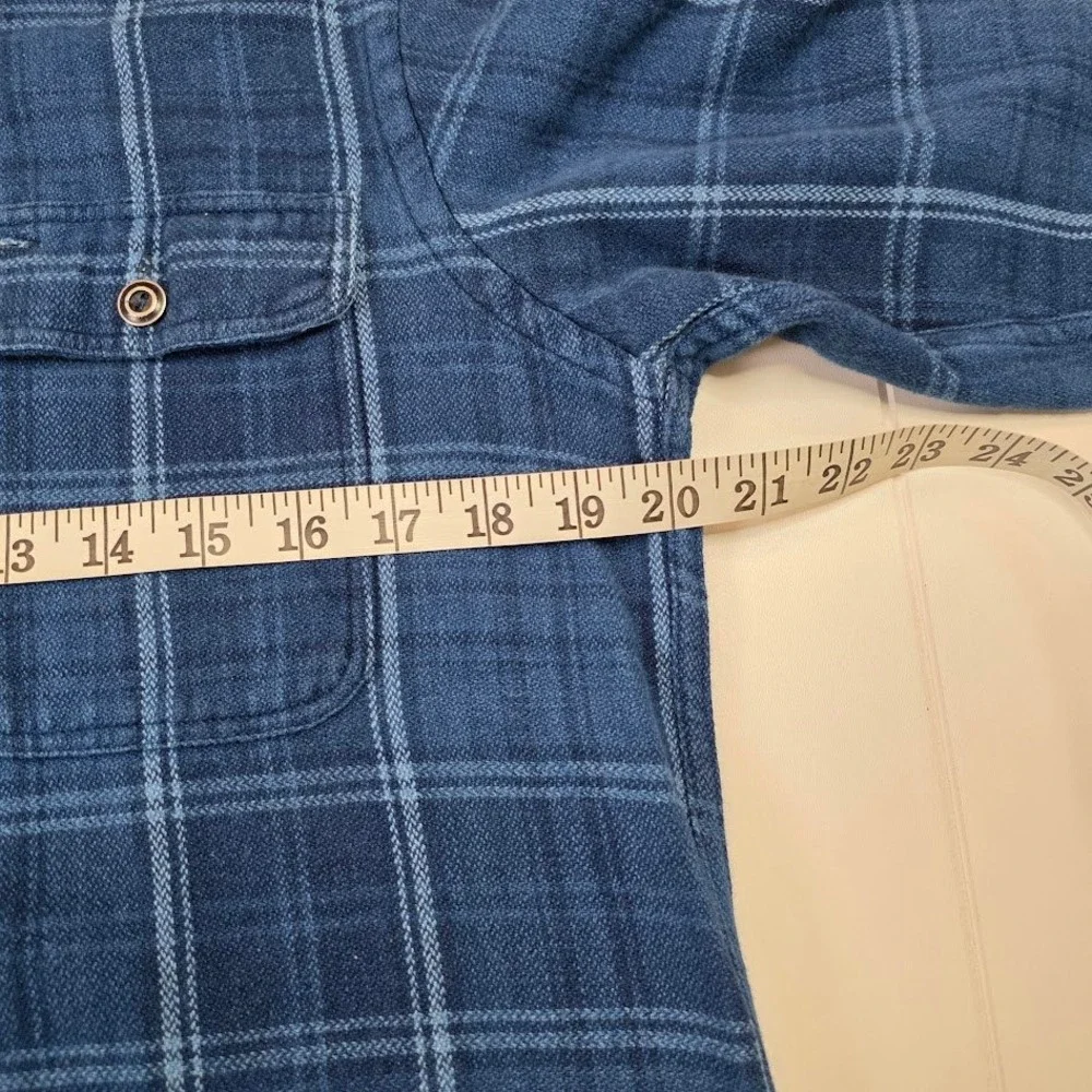 Polo Ralph Lauren Men's M Heavyweight Blue Plaid‎ Work Shirt Elbow Patches